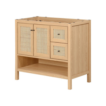 Jasper Rattan Modern Coastal 2-Shelf Bath Vanity Cabinet Only (Sink Basin Not Included)